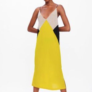 NWOT Zara Color Block Slip Dress Size S